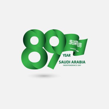 89 Yıl Suudi Arabistan Bağımsızlık Kutlama Vektör Şablontasarım İllüstrasyon