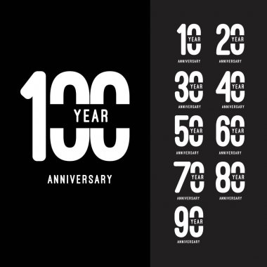 100 Yıl Dönümü Seti Vektör Şablonu Tasarım İllüstrasyon