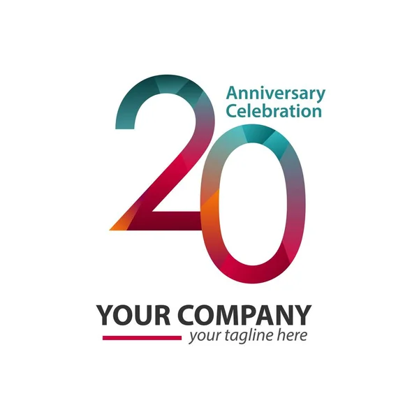 Illustration vectorielle de conception de modèle d'entreprise de célébration de 20 ans — Image vectorielle