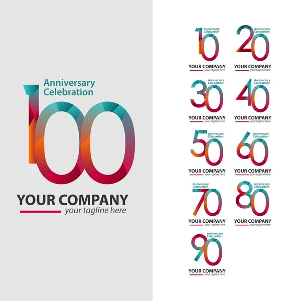 100 Year Anniversary Celebration Set Company Vector Template Design Illustration — Stock Vector