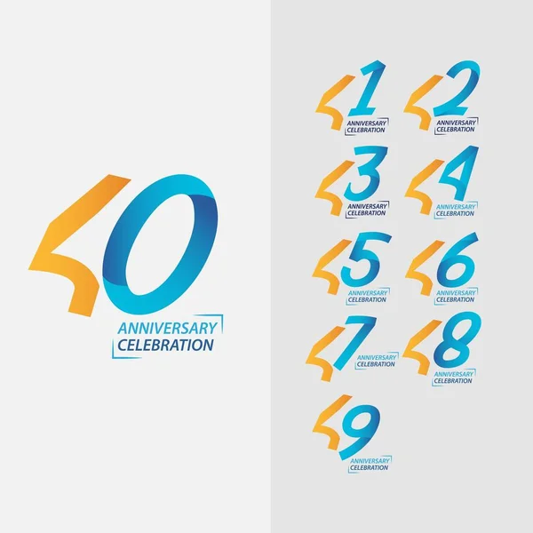 40 Anos Aniversário Celebração Set Vector Template Design Ilustração — Vetor de Stock