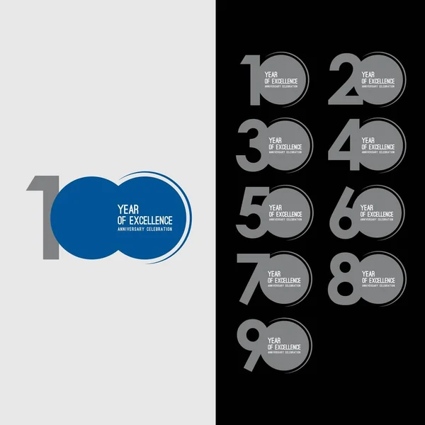 Mükemmellik Yıldönümü Kutlama Vektör Şablon tasarım Çizim 100 Yıl Seti