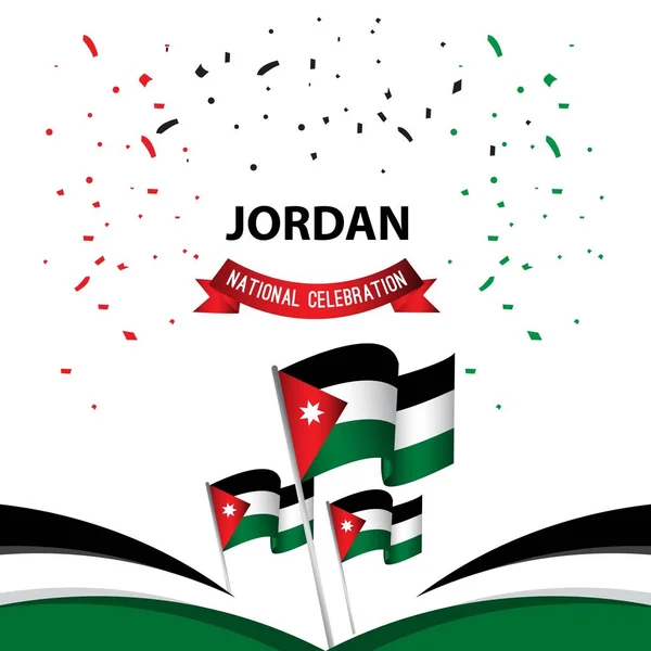 Jordania Celebración Nacional Cartel Vector Plantilla Diseño Ilustración — Archivo Imágenes Vectoriales