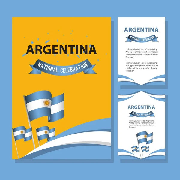 Argentina Cartel de Celebración Nacional Vector Plantilla Diseño Ilustración — Archivo Imágenes Vectoriales