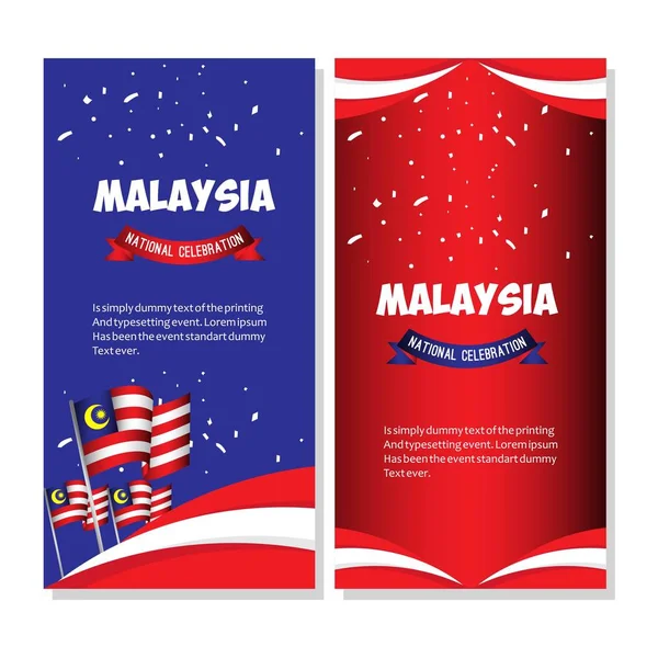 Malezya Ulusal Kutlama Poster Vektör Şablontasarım İllüstrasyon — Stok Vektör