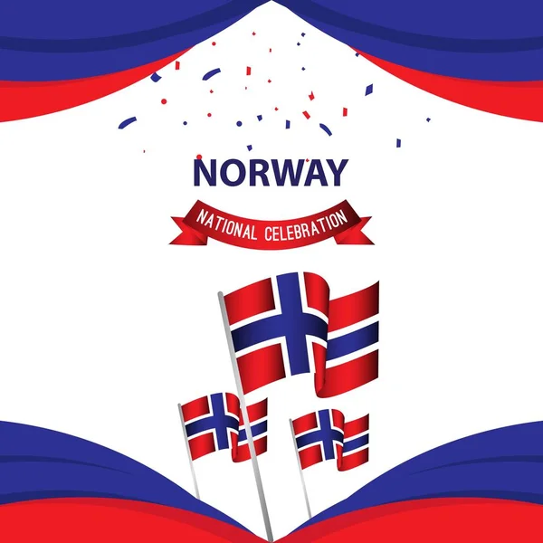 Noruega Celebración Nacional Cartel Vector Plantilla Diseño Ilustración — Vector de stock