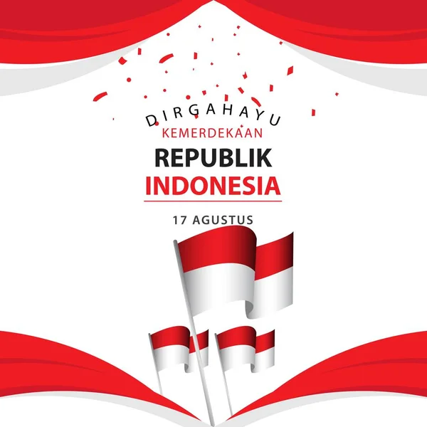 Dirgahayu Kemerdekaan Indonesia Poster Vector Template Template Design Illustration - Stok Vektor