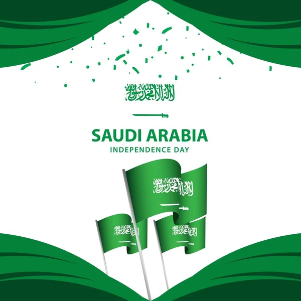 Suudi Arabistan Bağımsızlık Günü Afiş Vektör Şablonu Tasarım İllüstrasyon — Stok Vektör