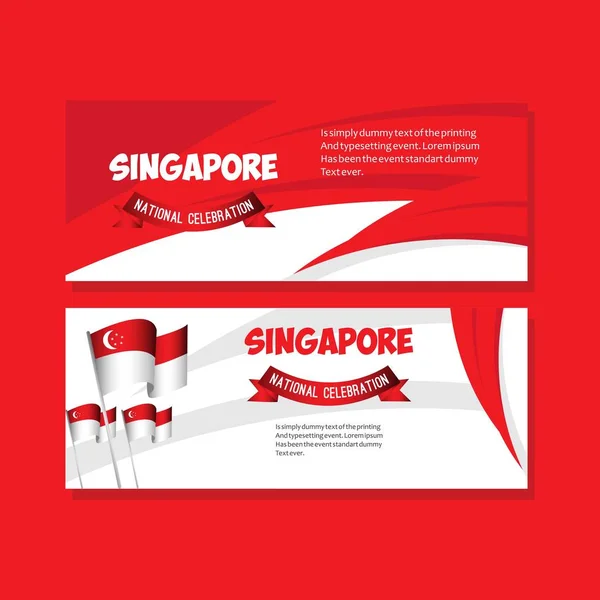 Singapura Celebração Nacional Poster Vector Template Design Ilustração — Vetor de Stock