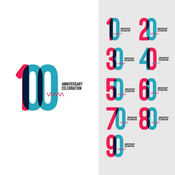 100 έτος επέτειος σύνολο διανυσματικό πρότυπο σχεδιασμού απεικόνιση — Διανυσματικό Αρχείο