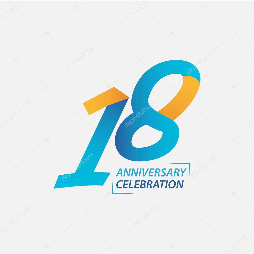 18 Year Anniversary Celebration Vector Template Design Illustration