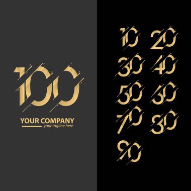 100 Yıl Dönümü Lüks Altın Seti Vektör Şablontasarım İllüstrasyon