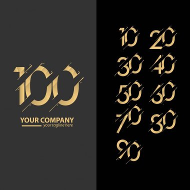 100 Year Anniversary Luxury Gold Set Vector Template Design Illustration clipart