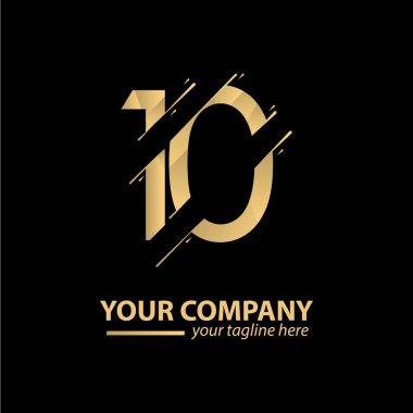 10 Yıl Dönümü Lüks Altın Vektör Şablontasarım İllüstrasyon