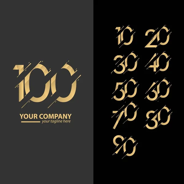 100 jaar verjaardag luxe gouden set vector sjabloonontwerp illustratie — Stockvector