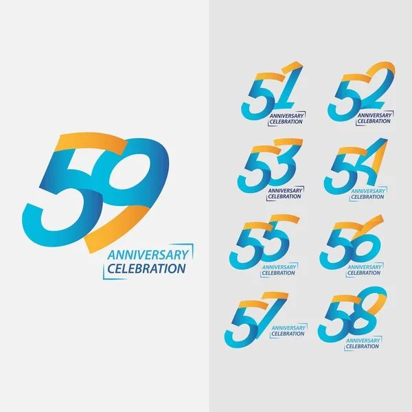 59 Aniversario Celebración Set Vector Plantilla Diseño Ilustración — Archivo Imágenes Vectoriales