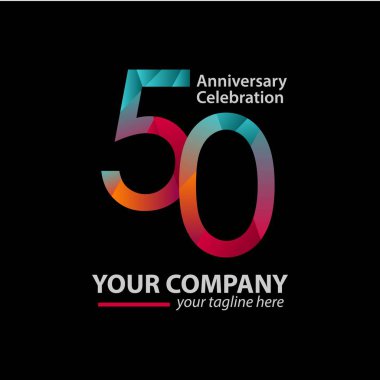 50 Yıl Yıldönümü Kutlama Şirket Vektör Şablontasarım İllüstrasyon
