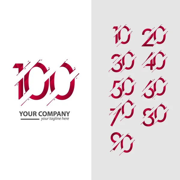 100周年記念あなたの会社セットベクトルテンプレートデザインイラスト — ストックベクタ