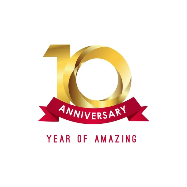 10 Year Anniversary Year of Amazing Vector Template Design Illustration — Stock Vector