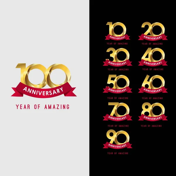 100 Anno Anniversario Set Anno di stupefacente modello vettoriale Design Illustrazione — Vettoriale Stock