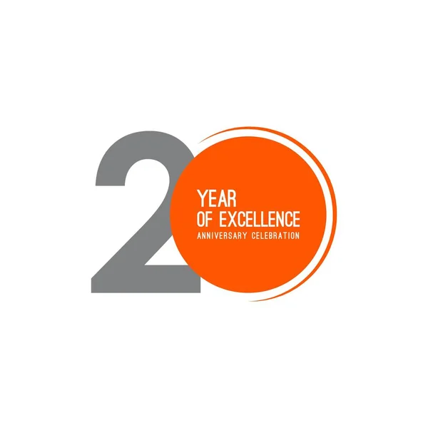 20 Ano de Excelência Aniversário Celebração Vector Modelo Design Ilustração — Vetor de Stock