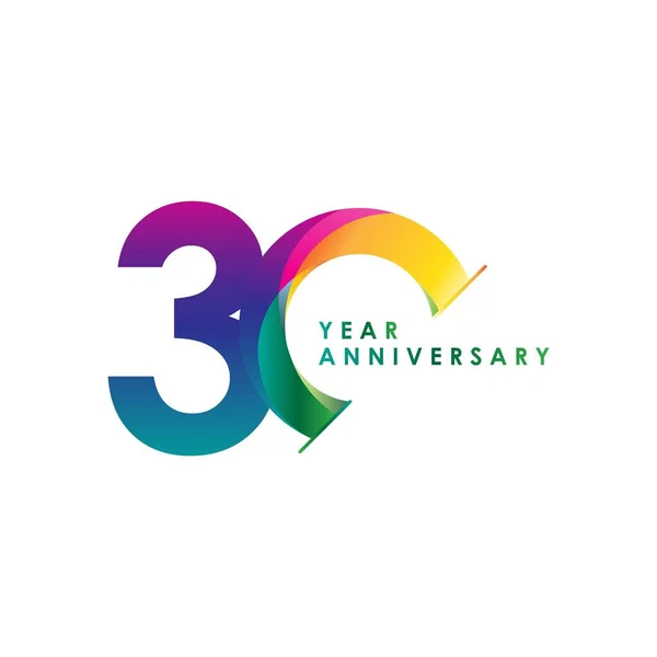 30 Year Anniversary Vector Template Design Illustration — Stock Vector