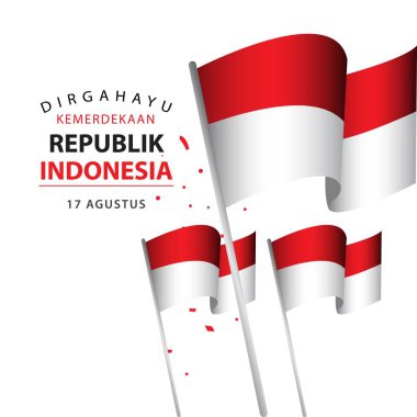 Dirgahayu Kemerdekaan Republik Endonezya Poster Vektör Şablontasarım İllüstrasyon