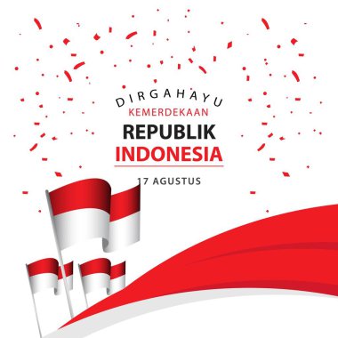 Dirgahayu Kemerdekaan Republik Endonezya Poster Vektör Şablontasarım İllüstrasyon