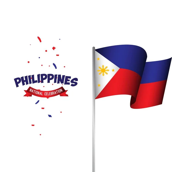 Philippines National Celebration Poster Vector Template Design Illustration — Stock Vector
