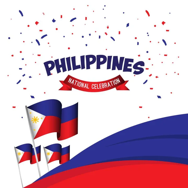 Philippines National Celebration Poster Vector Template Design Illustration — Stock Vector