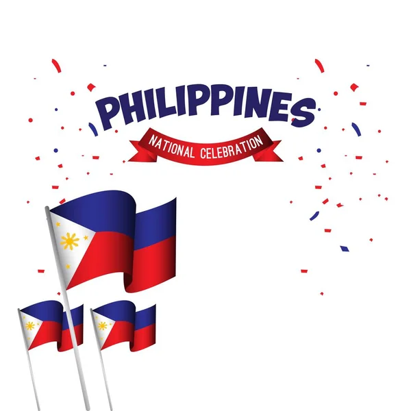 Philippines National Celebration Poster Vector Template Design Illustration — Stock Vector