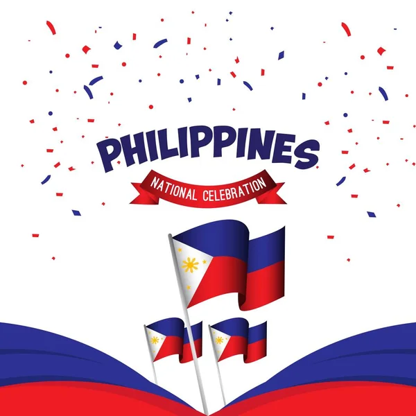 Philippines National Celebration Poster Vector Template Design Illustration — Stock Vector