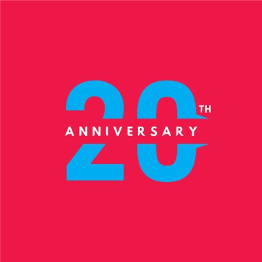 20 Yıl Yıldönümü Vektör Şablon Tasarımı İllüstrasyonu