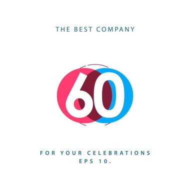 60 Yıl Yıldönümü Vektör Şablonu Tasarım İllüstrasyonu