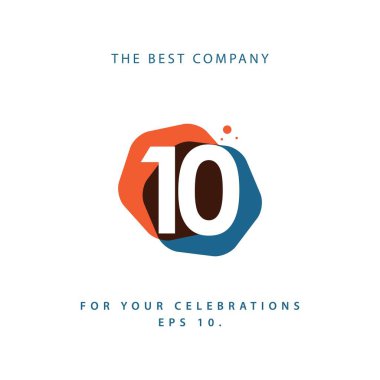 10. Yıldönümü Vektör Şablonu Tasarım Çizimi