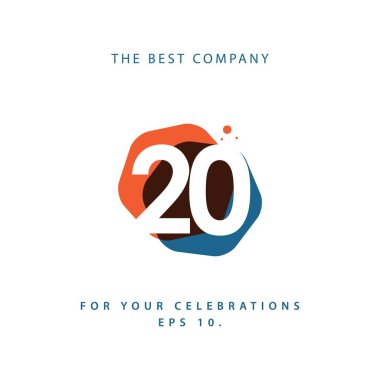 20 Yıl Yıldönümü Vektör Şablon Tasarımı İllüstrasyonu