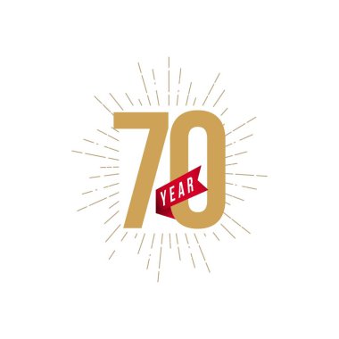 70 Yıl Yıldönümü Vektör Şablonu Tasarım Çizimi