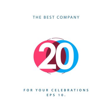 20 Yıl Yıldönümü Vektör Şablon Tasarımı İllüstrasyonu