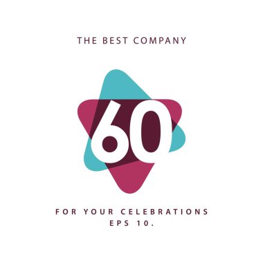 60 Yıl Yıldönümü Vektör Şablonu Tasarım İllüstrasyonu
