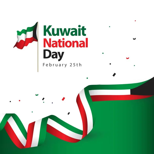 Kuwait National Day Vector Template Design Ilustração —  Vetores de Stock