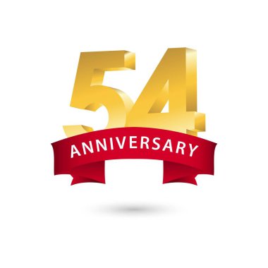 54 Yıl Yıldönümü Vektör Şablonu Tasarımı Çizimi