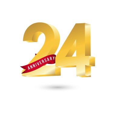 24 Yıl Yıldönümü Vektör Şablonu Tasarım İllüstrasyonu