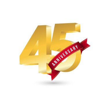 45 Yıl Yıldönümü Vektör Şablon Tasarımı Çizimi
