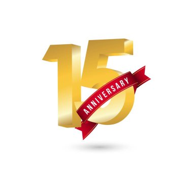 15 Yıl Yıldönümü Vektör Şablonu Tasarım Çizimi