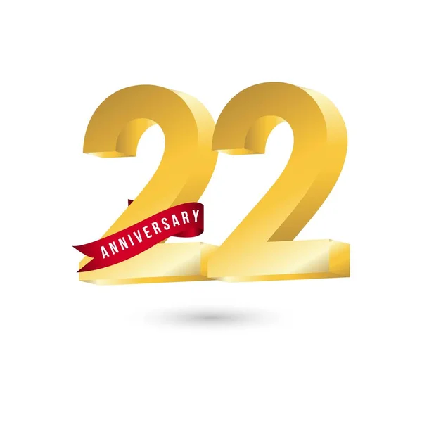 22 Anos Anniversary Vector Template Design Ilustração — Vetor de Stock