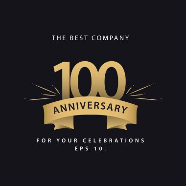 100 Yıl Yıldönümü Vektör Şablonu Tasarımı Çizimi