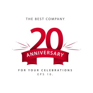 20 Yıl Yıldönümü Vektör Şablon Tasarımı İllüstrasyonu