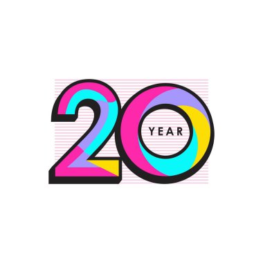 20 Yıl Yıldönümü Vektör Şablon Tasarımı İllüstrasyonu