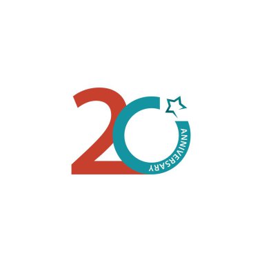 20 Yıl Yıldönümü Vektör Şablon Tasarımı İllüstrasyonu