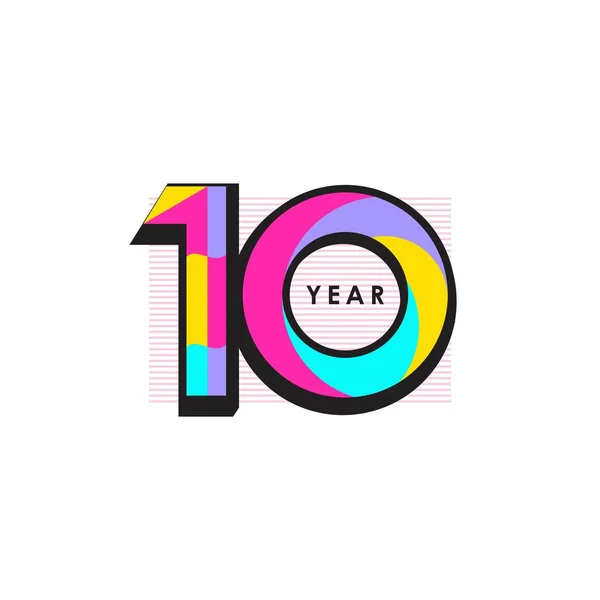 10 Year Anniversary Vector Template Design Illustration — Stock Vector